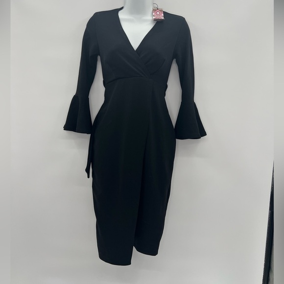 COPY - BOOHOO MATERNITY MAE RUFFLE SLEEVE WRAP DRESS SZ 4 NWT - Picture 4 of 9